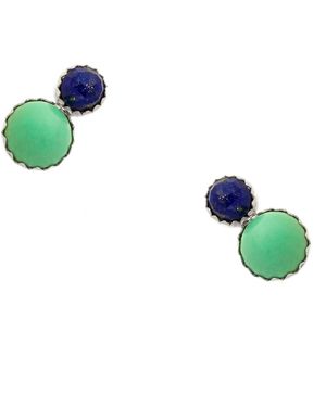 Heather Hawkins Jewelry Coupled Extra Tiny And Lapis Serrated Studs - Blue