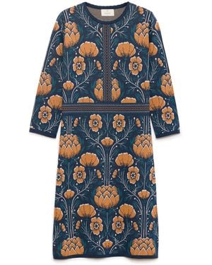 Peraluna Felicity Floral Jacquard Knit Dress - Blue