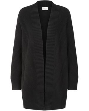 Loop Cashmere Textured Chevron Cardigan - Black