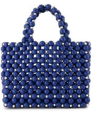 Belyed Handcraft Zola – Handcrafted Wooden Bead Handbag By Belyed - Blue