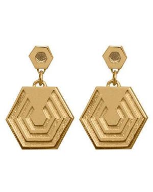 Edge Only Hexagon Drop Earrings 18Ct Vermeil - Metallic