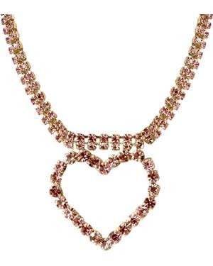Laura Gray Crystal Heart Necklace - Metallic