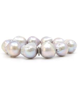 Shar Oke Baroque Freshwater Pearls & Diamonds Beaded Bracelet - White