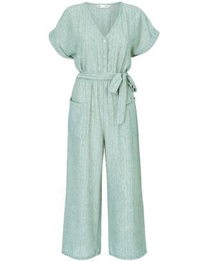 Yumi' V Neck Kimono Sleeve Jumpsuit - Green