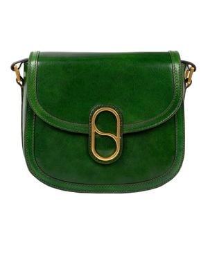 Time Resistance Leather Saddle Bag - Green
