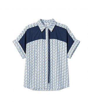 Smart and Joy Short-Sleeve Blouse - Blue