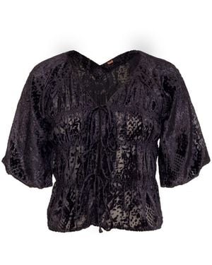 Rose & Nancy Juniper Snake Velvet Blouse - Blue
