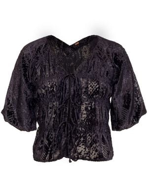 Rose & Nancy Juniper Snake Velvet Blouse - Blue