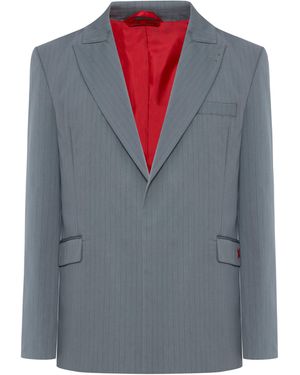 Pcfg Cotton Blend Striped Woven Blazer Jacket - Blue