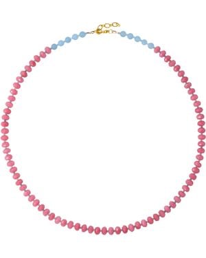 Bombyx House Jade Aquamarine Alternating Necklace - Red