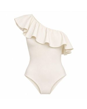 Rive & Rituel Aelia Ivory One Shoulder Bodysuit - White