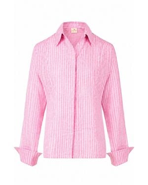 Gunda Hafner Ltd And Striped Linen Cotton Blend Shirt - Pink