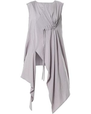 Metamorph Asymmetric Tunic Top With Linen - Gray