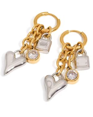 Olivia Le Love Heart Lock Earrings - Metallic