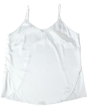 Soft Strokes Silk Pure Mulberry Silk Petal Camisole, V Neck Spaghetti Strap Silk Charmeuse - White