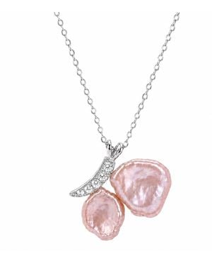 Ormiro Aphrodite Blush Baroque Pearl & Butterfly Necklace - Pink
