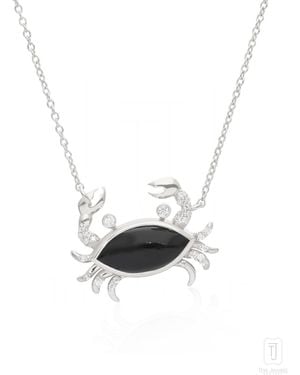 The Jewelz Neutrals Crab Flow – Onyx Pendant Necklace For - White