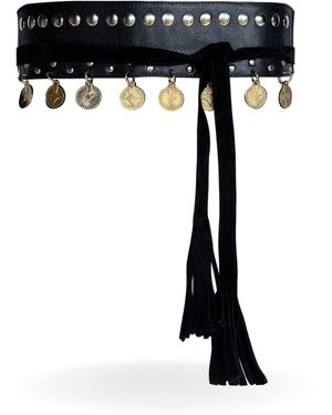 Indigolush Coins Wrap Belt - Black