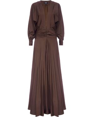 LAHIVE Sanji V-Neck Merlot Dress - Brown