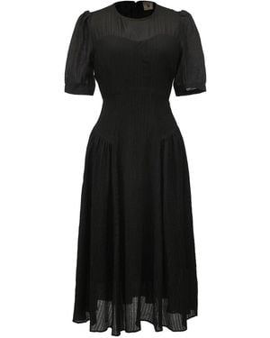 Smart and Joy Bi-Material Fit-And-Flare Bustier Cut Dress - Black