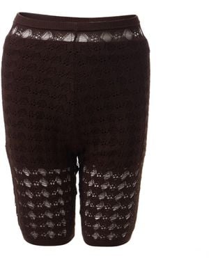 Fully Fashioning Khloe Crochet Knit Legging Short - Black