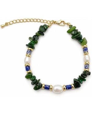 Angel Barocco Gemstone, Ceramic & Baroque Pearl Bracelet - Green