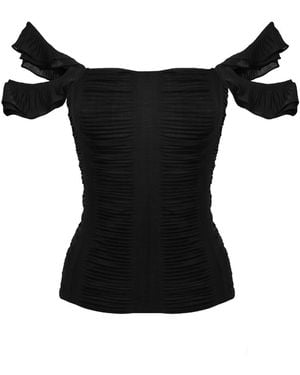 Lily Phellera Toulouse Top With Flutter Sleeves - Black
