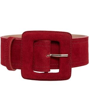 BeltBe Suede Square Buckle Belt - Red