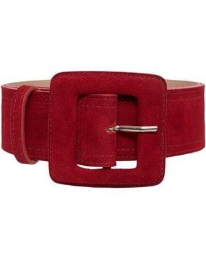 BeltBe ' Suede Square Buckle Belt - Red