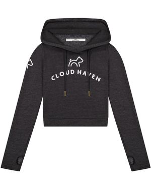 Cloud Haven Cosy Crop Logo Hoodie - Blue