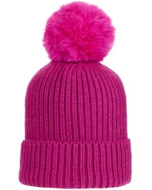 At Last Super Soft Chunky Cashmere Mix Hat With Pom Pom - Pink
