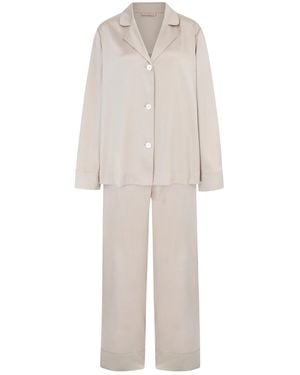 Mamu Dream Neutrals Soft Classic Silk Pyjama Set - White