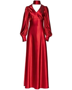 Vasiliki Atelier Morgan Full Length Silky Bias Cut Dress Deep - Red