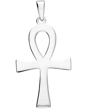 Kaizarin Sterling Ankh Cross Pendant With Ball Chain Necklace - White