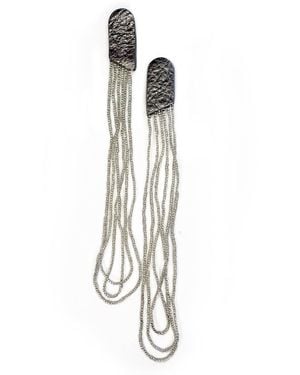 WAIWAI Lyra Beaded Leather Earrings - Metallic