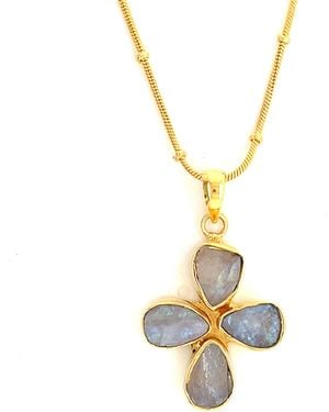 GEM BAZAAR Moonstone Cross Pendant - Metallic