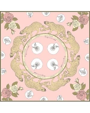 Marna Ro The Jaguar's Path. Silk Twill Scarf - Pink