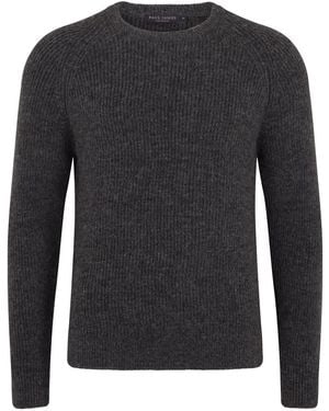 Paul James Knitwear Sheepsoft British Wool Byroon Fisherman Rib Knit Jumper - Grey