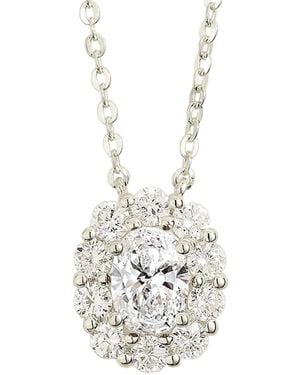 Juvetti Prill Diamond Oval & Halo Necklace - White