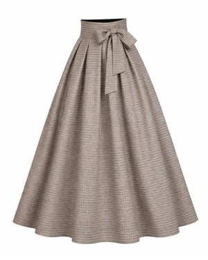 Nikka Place Wool Maxi Skirt With High Waist And Bow - Grey