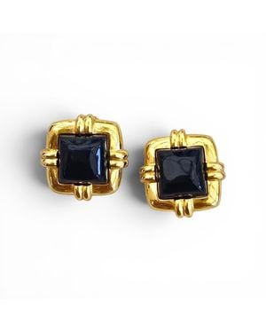 Vstyle Vintage Vo Tone Cabochon Clip-On Earrings - Blue