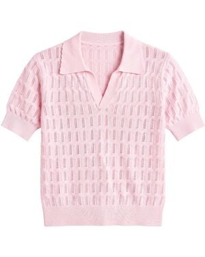 Brodie Cashmere Scallop Trim Pretty Polo - Pink