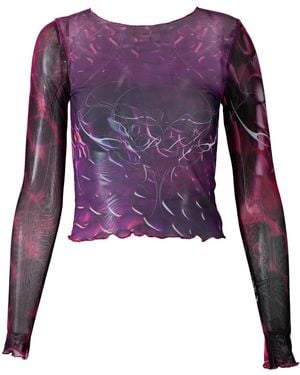 Paloma Lira Snake Heart Mesh Top - Purple