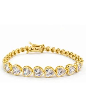 Pearl Code Celine Big Heart Tennis Bracelet With Cubic Zirconia, -Plated - Metallic