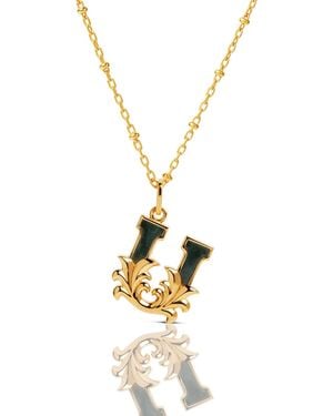 Kasun Plated U Initial Necklace With Marble - Metallic