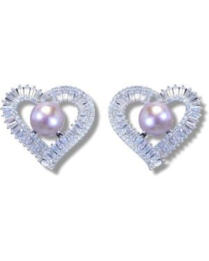 Ninemoo Pearl Heart Glow Earrings - Blue