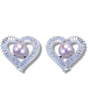 Ninemoo Pearl Heart Glow Earrings - Blue