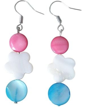 Way to Chic Shell Flower Earrings - Blue