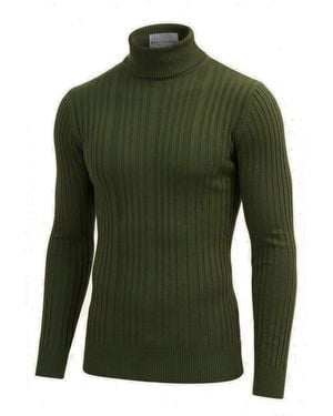 Ron Tomson Roll Neck Ribbed Jumper - Green