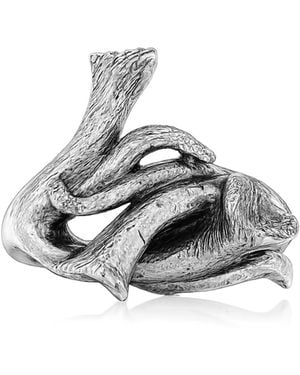 Unaloe Sterling Calla Lily Statement Ring – Handmade Sculptural Botanical Jewellery For - Grey